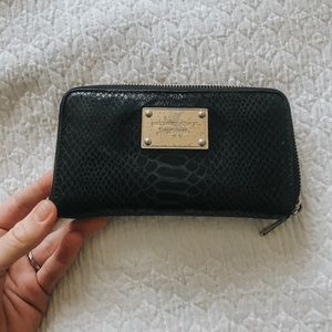 Micheal Kors Snakeskin Black and Gold Wallet